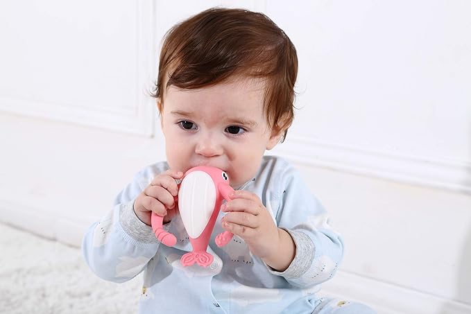 Smily Mia Narwhal Silicone Baby Teething Toys for 3-6 6-12 Months, Teething Relief Toys, Food Grade Silicone Teether Baby Toys, Sensory Toys for Teething Babies, Baby Essential, BPA Free, Purple
