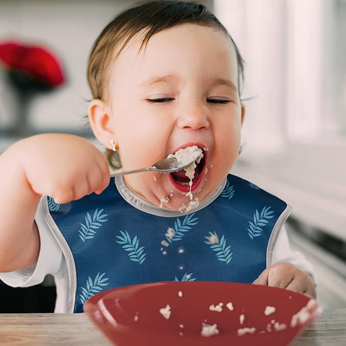 CIVARUA KIDS 3-Pack Waterproof Baby Bibs for Eating - Mess Proof Lightweight Toddler Feeding Bibs with Large Food Catcher