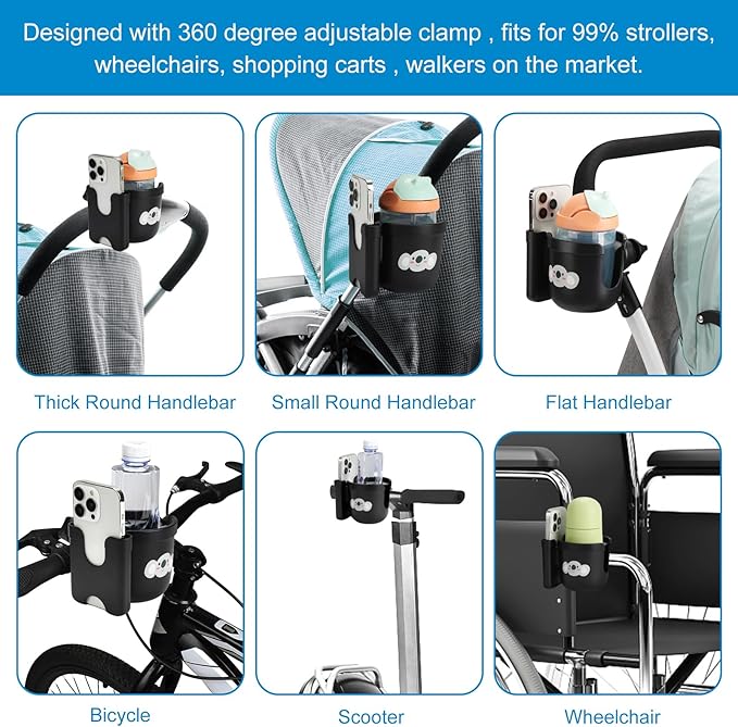 Accmor 2-in-1 Walker Cup Holder with Phone Holder, Wheelchair Cup Holder, Rollator Cup Holder, Cup Phone Holder for Walker, Wheelchair, Rollator, Mobility Scooter