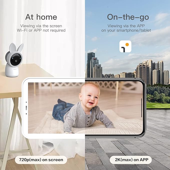 ARENTI Baby Mnitor 3T with 360° View, 2K Temp & Humidity Sensor, Night Vision & Two-Way Audio
