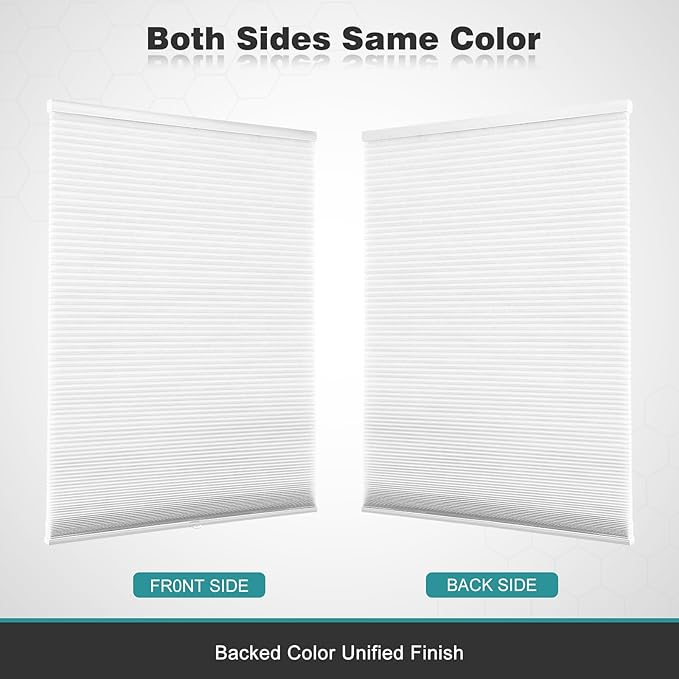 Changshade Cordless Cellular Shades Blackout Honeycomb Blinds for Windows - No Tools, Push Up - 20" W x 50" H, White