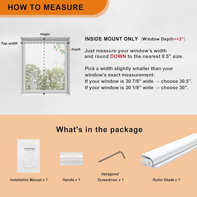 Persilux No Drill No Tools 100% Blackout Blinds for Window Blinds Cordless Roller Shades (White, 47" W x 72" H) Thermal Insulated UV Protection Privacy Roller Blinds for Home Bedroom Easy to Install