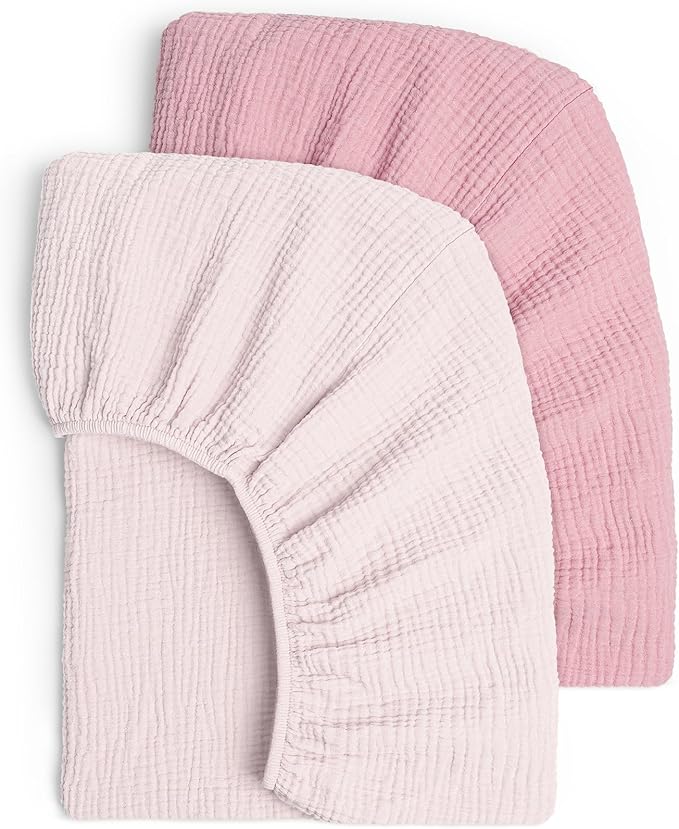 Lulu Moon Muslin Crib Sheets - Fitted Crib Mattress Sheets for Boys and Girl - 28"x 52", 2 Pack