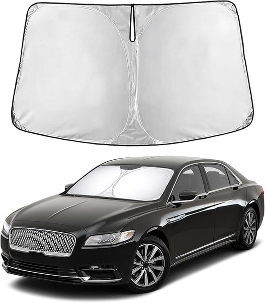EcoNour Windshield Sunshade for Lincoln Continental 2017–2020 | Custom Fit Front Window Sun Shade | Blocks Harmful UV Rays & Reduces Heat | Foldable Sun Visor with Storage Pouch