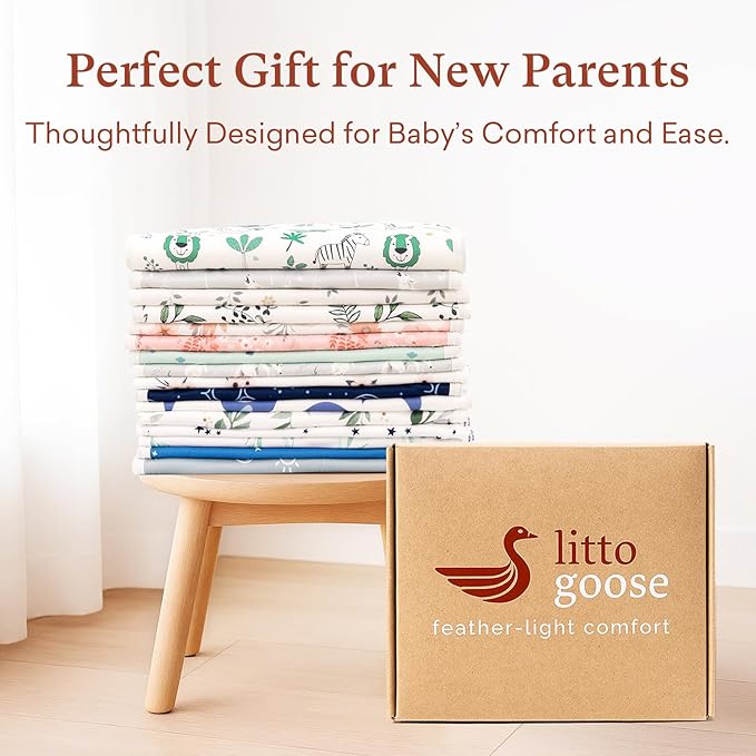 littogoose Premium 8-Pack Waterproof Baby Burp Cloths, Extra Large 13"X26" Soft Absorbent Burping Clothes for Newborns and Infants, Baby Shower Boys Girls