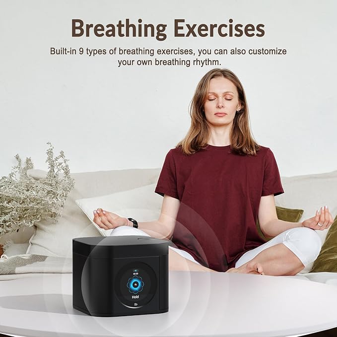 Kipcush Sleep Sound Machine - Dual Speakers, Tibetan Singing Bowls, 19 Soothing Tones, 20 White Noises, Visual & Auditory Breathing Guides | Deep Sleep, Anxiety Relief, Meditation, Rechargeable