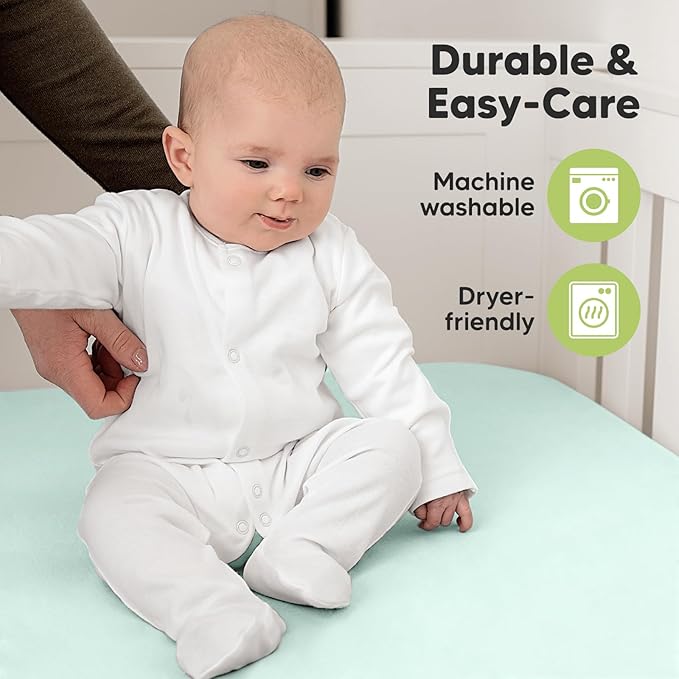 KeaBabies 2-Pack Organic Crib Sheets for Boys, Girls - 52x28 Fitted Crib Mattress Sheet Neutral, Breathable Jersey Cotton Cover for Baby Bed, Toddler Mattress, Soft & Cute Prints (Pastel)