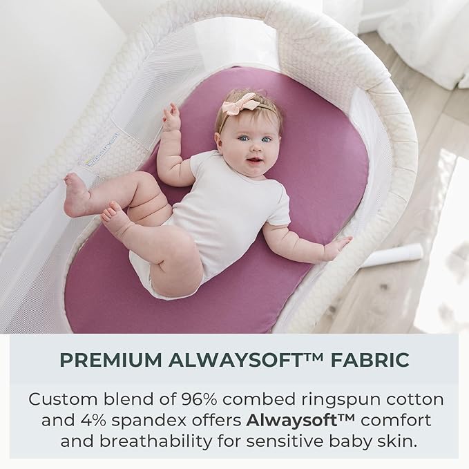 Pobibaby – 2 Pack Bassinet Sheets Girl, Bassinet Sheets Cotton for Girls and Floral Nursery for Standard Rectangle Bassinets – Ultra-Soft Jersey Knit, Safe and Snug for Baby (Blossom)