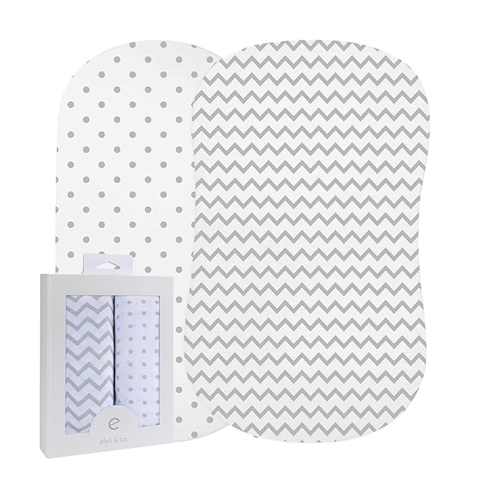 Bassinet Sheet Set 2 Pack - Baby Bassinet Sheets with 100% Jersey Cotton - Bassinet Sheets for Baby Girl and Boy, Newborn Essentials (Grey Chevron and Polka Dot)