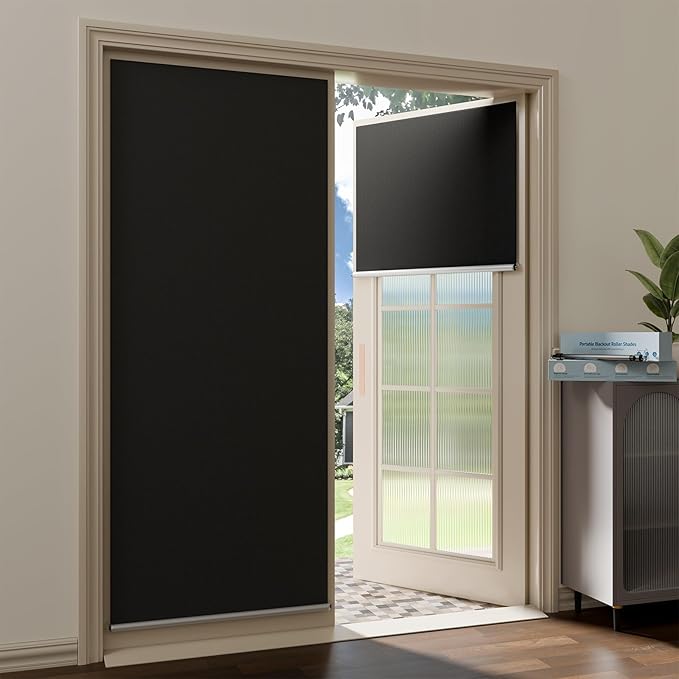 Sumobaby Blackout Curtains Portable Roll-Up,No Drill Blackout Roller Shades with Heat-Resistance Magic Tapes,100% Blackout Window Cover,Thermal Insulated Blinds for Windows(W26” X L72”,1 Panel,Black)