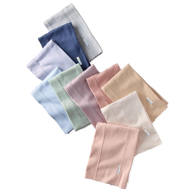 Butterblu Bailey 10-Pack Burp Cloths 100% Organic Cotton Knit for Newborn & Baby Boys & Girls, Sorbet Frost Rainbow, One Size