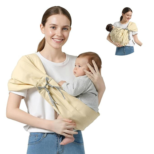 Baby Sling Carrier, Toddler Sling Carrier with Wide Shoulder Strap, Lightweight Baby Carriers Newborn to Toddler Infant Wrap Carriers Perfect for Mom and Dad, 7-30lbs, Cream