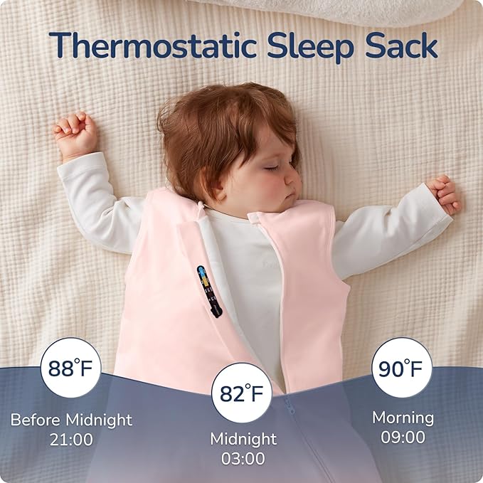 usbettas 1.0 Tog 2.5 Tog Baby Sleep Sack, 100% Cotton Baby Sleeping Bag 3-24M, 2-Way Zipper Baby Wearable Blanket