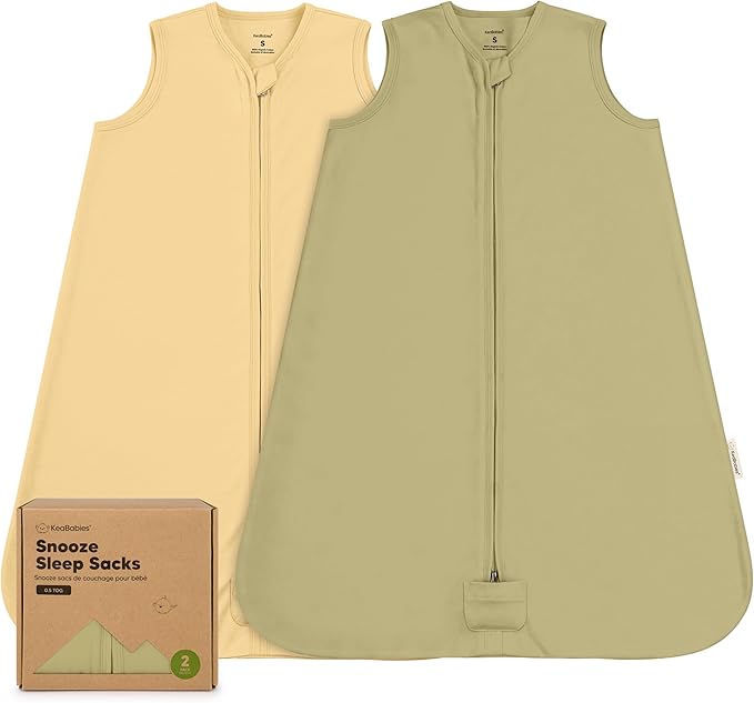 2-Pack Baby Sleep Sacks, Zipper Wearable Blanket - 0.5TOG Organic Cotton, Lightweight, Soft Cozy Infant Sleeping Sack 3-6 months, Easy to Wear Small Newborn Transition Swaddles Sleepsacks (Avocado)