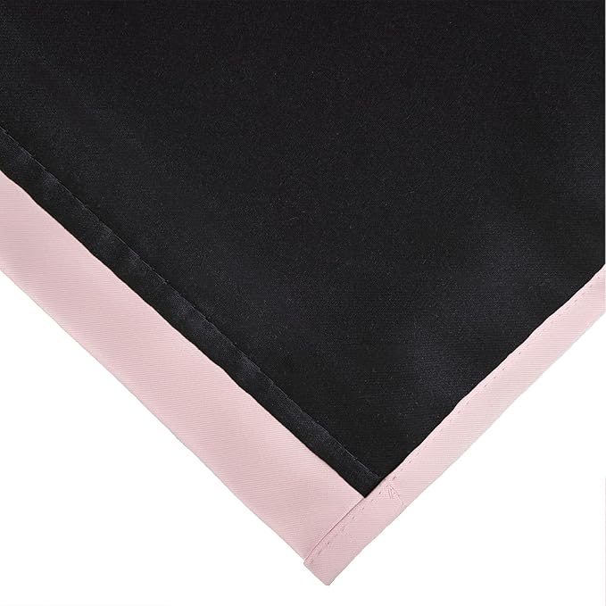 LEMOMO 100% Blackout Curtains 52 x 63 Inches Long Thermal Insulated Baby Pink Curtains with Black Liner Set of 2 Panels for Nursery Room