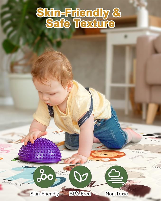 Premium Foam Baby Play Mat 47" x 47" – Removable & Machine Washable Cover, Extra Thick Padding Playpen Mat, Non-Slip Crawling Mat, Easy to Clean for Infants, Toddlers & Babies