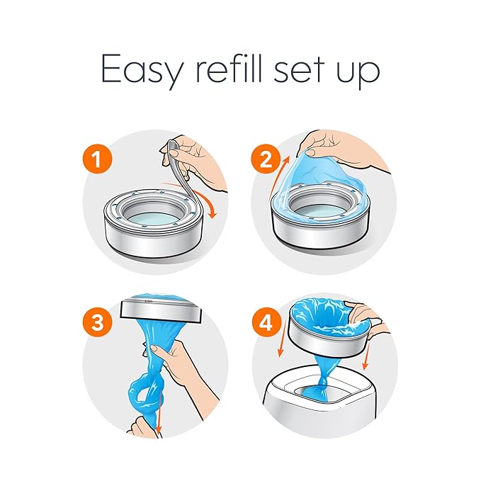 Diaper Genie Essentials Round Refill Pack of 4 | Holds Up to 1280 Newborn Diapers | Features Unscented Continuous Film | Compatible with Diaper Genie Complete and Expressions Pails