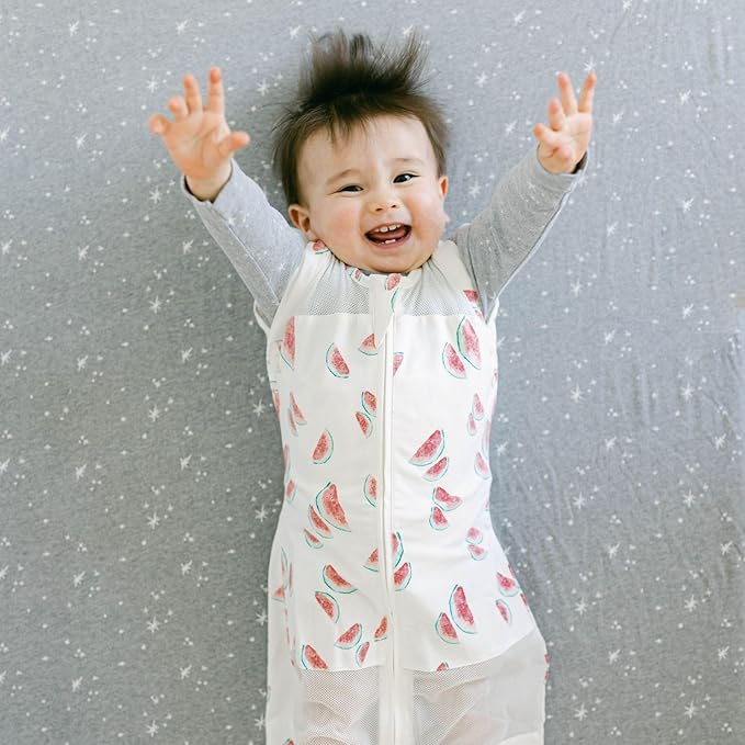 Happiest Baby Sleepea 5-Second Swaddle - 100% Organic Cotton Baby Swaddle Blanket - Doctor Designed Promotes Healthy Hip Development (Ivory Watermelons, Large)