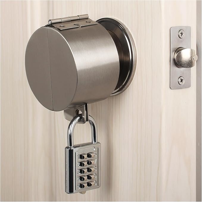 Door Handle Lock, Door Knob Lock Cover, Stainless Steel Construction – Designed to Cover and Lock The Door Handle, Preventing Rotation and Access to The Keyhole