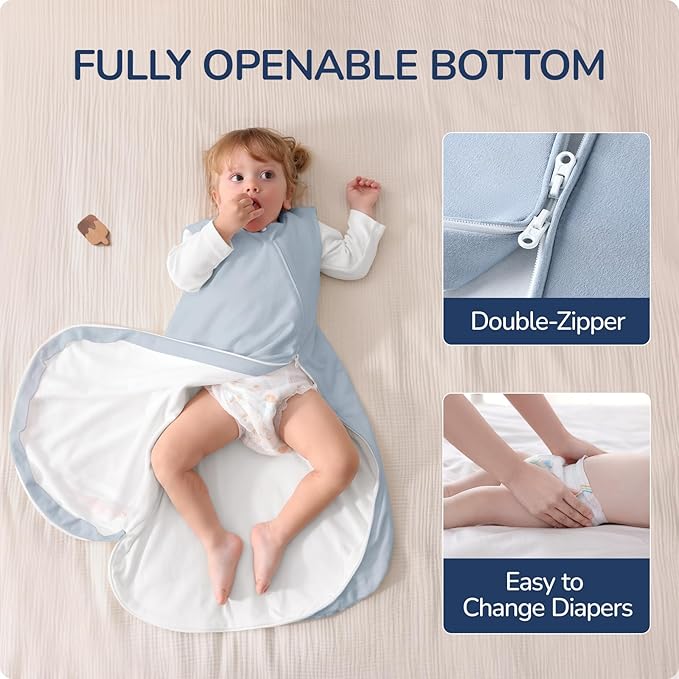 usbettas 1.0 Tog 2.5 Tog Baby Sleep Sack, 100% Cotton Baby Sleeping Bag 3-24M, 2-Way Zipper Baby Wearable Blanket