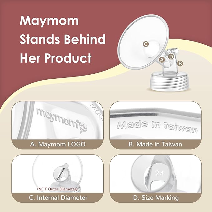 Maymom Wide Neck Pump Part for Spectra S1/S2 Pumps; Incl Wide Mouth Flange; Not Original Spectra Flange; Replaces Spectra Shield (24 mm Two Flanges)