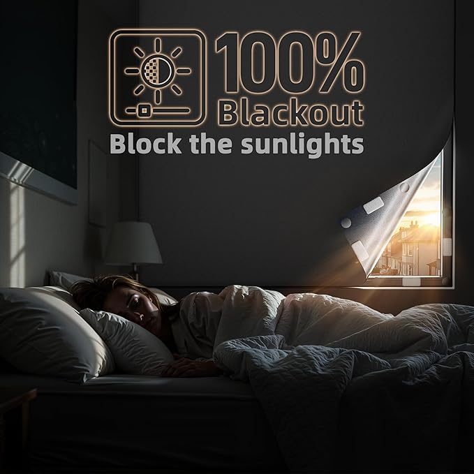 Magnetic Blackout Window Cover 40" x 58" Portable Blackout Curtains for Bedroom, Temporary Black Out Shades Window Privacy Film No Drill Black Out Blinds for Baby Nursery Travel Skylight - White