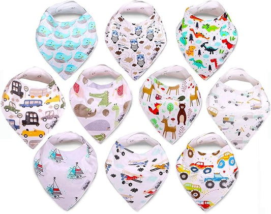 KiddyStar Organic Cotton Baby Bibs for Boys & Girls – Soft, Absorbent Teething & Drool Bibs - Adjustable Snaps for Toddlers