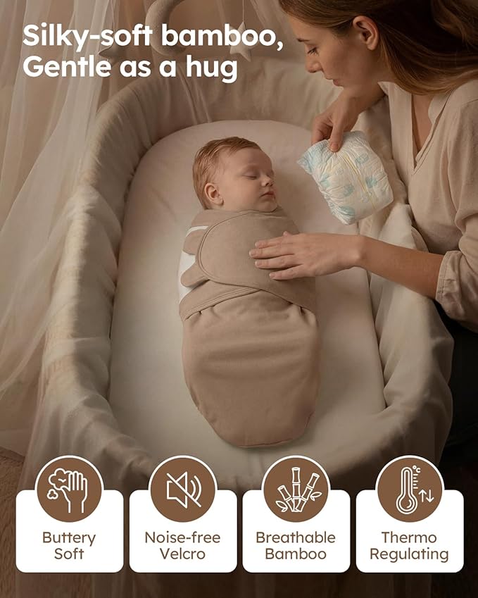 Yoofoss Baby Swaddle for Newborns 0–3 Months, Adjustable Soft & Breathable Swaddles,Noiseless Closure Swaddle Sleep Sack, Durable & Snug Fit