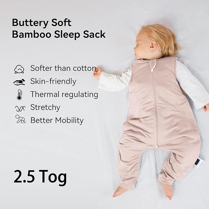 BubblePanda Rayon Made From Bamboo Toddler Sleep Sack with Feet 3t-4t Months 2.5 Tog Winter Ultra Soft Warm Baby Sleep Bag Walker Quilted Thick Wearable Blanket with Legs 2-Way Zipper