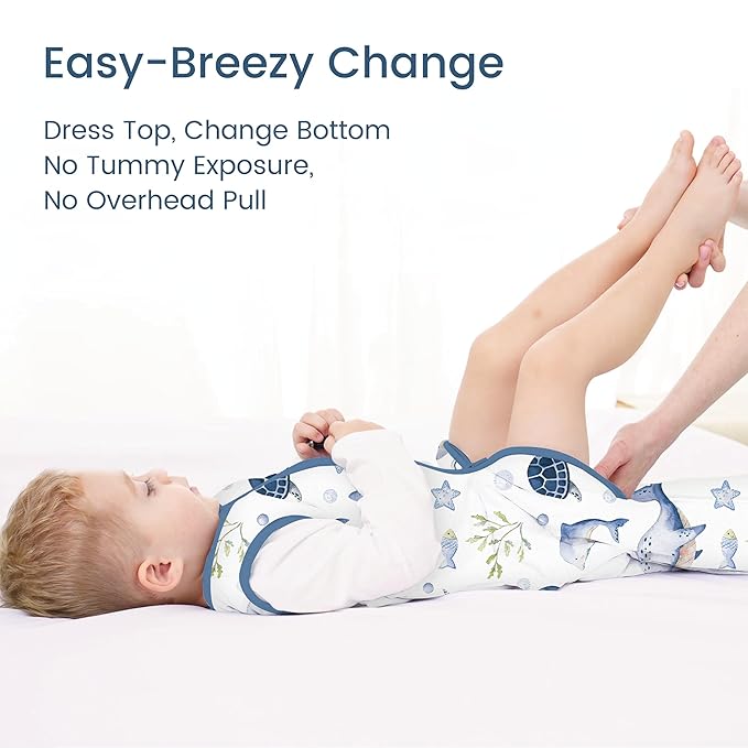 TOTBASIC 1.0 TOG Sleep Sack 6-12-15 Months, Ultra Soft Sleeping Bag, Premium Baby Wearable Blanket with 2-way Safe Zipper All Season Sleep Sack, 1 Pack(Ocean Animals)