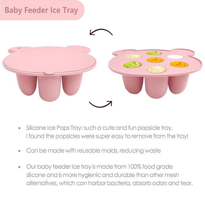 BigSpinach Silicone Baby Food Freezer Tray with Teething Popsicle Molds - Baby Fruit Feeder and Breastmilk Teether Combo