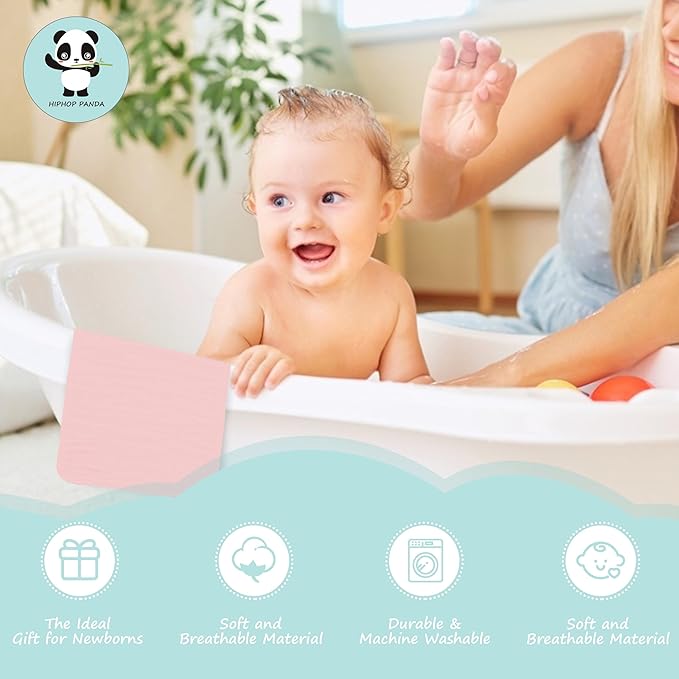 HIPHOP PANDA 10 Pack 6-Layers Muslin Burp Cloths Large - Durable 100% Cotton - Baby Essentials Extra Absorbent and Soft Boys & Girls Rags for Newborn Registry (Pink, 20" X10")