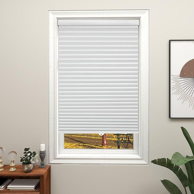 Changshade Blackout Cellular Shades Cordless Blinds for Indoor Windows, Room Darkening Honeycomb Pull Down 1.5" Cell for Bedroom, Bathroom, Nursey, White, Shade Size 26.5 Inch Width, 72 Inch Height