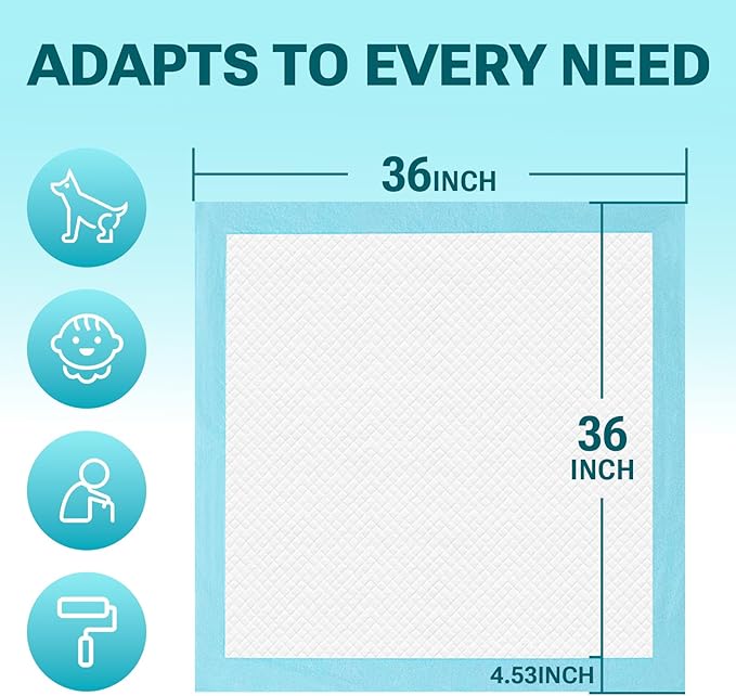 CLEAN SPACES 100 Count Disposable Bed Pads for Adult 36" x 36", Chucks Pads Underpads Bed Liner for Incontinence, Extra Large Puppy Pads / Dog Pee Pads / Wee Wee Pads for Training, XL
