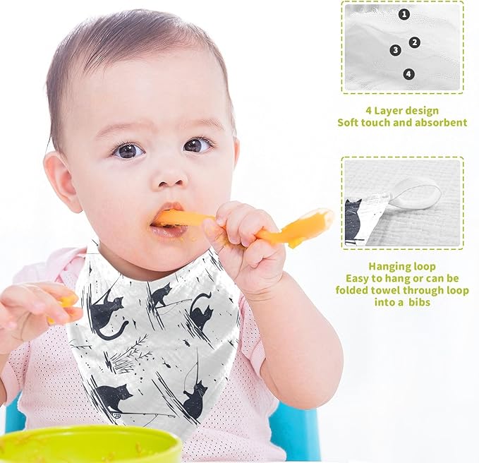 vvfelixl Baby Muslin Washcloths Cat Fishing Baby Burp Cloths Cotton Babys Face Towel for Newborn Infants Boys Girls Soft and Absorbent 11.8 X 11.8 in, 3 Pack