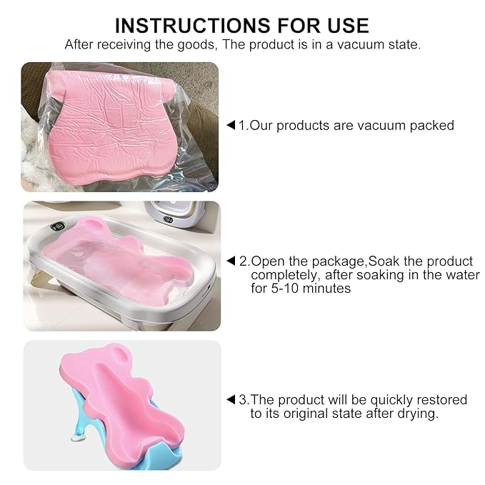 Soft Infant Bath Sponge Skid Proof Baby Bath Mat Newborn Odor Free (Pink)