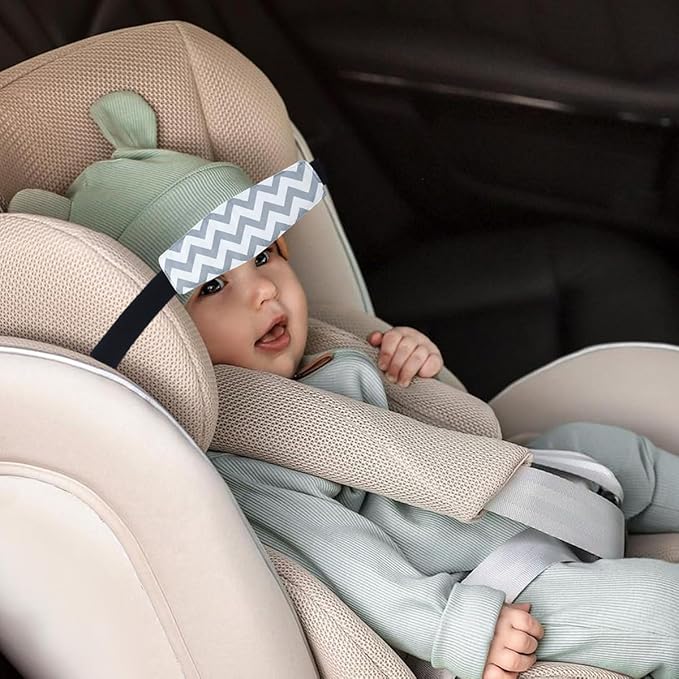 2 Pcs Baby Head Support Band for Stroller Car Seat Pillow Support Head Holder Belt for Kids Children Toddler Infant Sleeping Traveling(Grey)