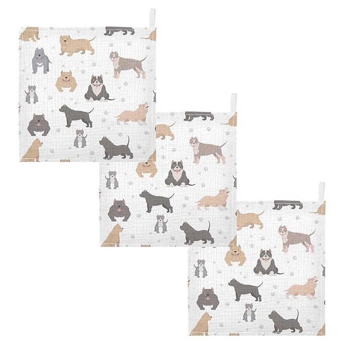 vvfelixl American Bully Dogs Baby Burp Cloths Baby Muslin Washcloths for Boys Girls Cotton Baby Face Towel for Newborn Infants Soft and Absorbent 11.8 X 11.8In, 5 Pack