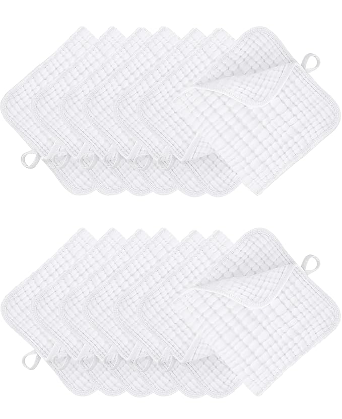 TRYISDICDVC 14Pack Muslin Baby Burp Cloths 100% Cotton 20"X10" Soft Absorbent Quick Drying Newborn Drool Baby Face Washcloths