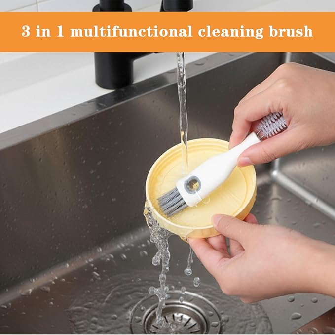 2 Pcs Multifunctional Cup Lid Cleaning Brush and Straw Cleaner Brush Set - 2-in-1 Cup Lid Cleaner with Bristles for Deep Cleaning Bottle Lids, Straws, Spouts and Narrow Gaps Lids Cleaning Brush Tool