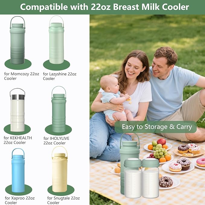BDICOVE Breastmilk Storage Bottles Collection Bottles, 10oz Wide-Neck Breast Milk Container Compatible for Spectra S1 S2 SG Motif Luna Breast Pumps, Fit for 22oz Breast Milk Cooler & Fridge, 4 Packs