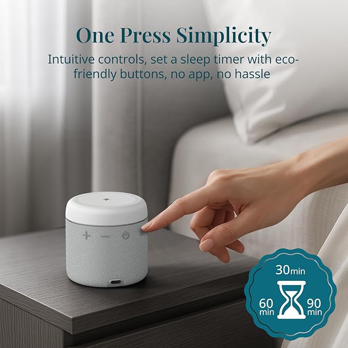 ANJANK White Noise Sound Machine with Wireless Charger Stand, 20 Soothing Sleep Sounds, 32-Level Volume, Auto-Off Timer, 10W Magnetic Charging for iPhone, Dorm Essential for Adults, Must-Have Gift