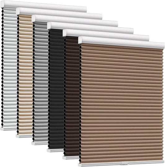MYshade Cordless Blackout Cellular Shades for Windows, Honeycomb Window Shades with Thermal Insulation, Child & Pet Safe Room Darkening Shade, Easy Install,39" W x 72" H, Light Brown