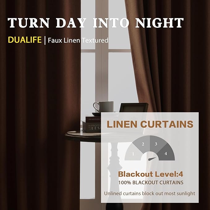 DUALIFE Beige Linen Curtains 96 Inches Long for Living Room Natural Curtains 2 Panels Back Tab Loop Pocket Save Energy Privacy Curtains for Bedroom Dining Cottage Urban Decor 8 FT Tall 50 x96