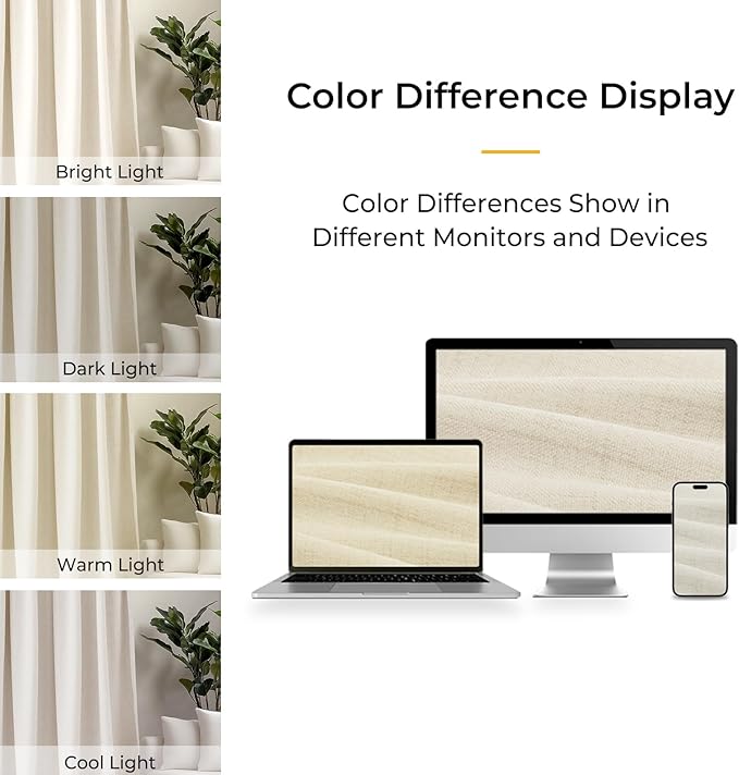 INOVADAY 100% Blackout Curtains for Bedroom, Black Out Curtains 72 Inch Long, Clip Rings Linen Blackout Drapes, Thermal Insulated Room Darkening for Living Room, 2 Panels - Cream,W50xL72