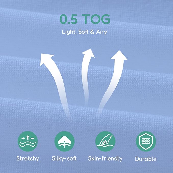 TOTCHILL Baby Sleep Sack 0.5 TOG, Lightweight Breathable Wearable Blanket with Zipper, 0-3-6-12-24M-4T, 3-Pack