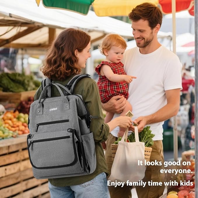 Diaper Bag Backpack for Extended Trips, Detachable Changing Pad, Large Opening Multifunctional (Gray)