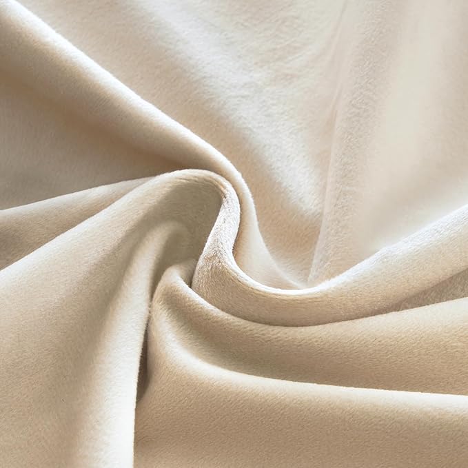 Topfinel Extra Long Cream Velvet Blackout Curtains 108 Inches Long for Living Room Large Window, Grommet Cold Blocking Noise Cancelling Heavy Tall Floor Length Boho Track Big Curtains 2 Panels 9 FT