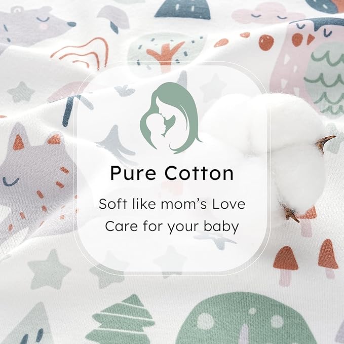 FIEMOL Baby Sleep Sack 6-12 months, 100% Cotton Sleeping Sack for Newborn and Infant, 3 Pack Baby Wearable Blanket for Boy and Girl, 0.5 Tog Lightweight Double Zipper Sleep Bag Green Apricot Bear
