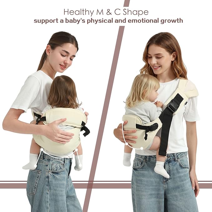 Toddler Sling Carrier, Toddler Carrier Sling, Baby Carriers Hip Carriers with Backrest, Lightweight Travel-Friendly Baby Slings Carriers, Beige